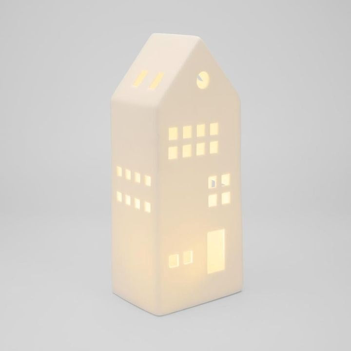 Light Up Porcelain House w. Chimney White Large