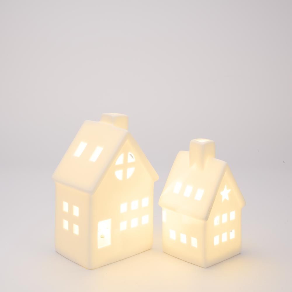 Light Up Porcelain House with Chimney White X Small