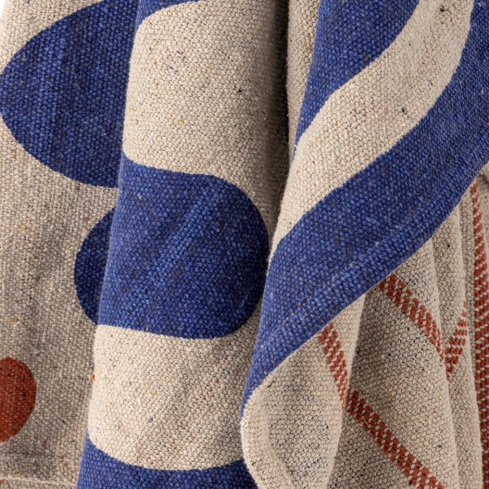 Bloomingville: Eviaya Throw, Blue, Recycled Cotton