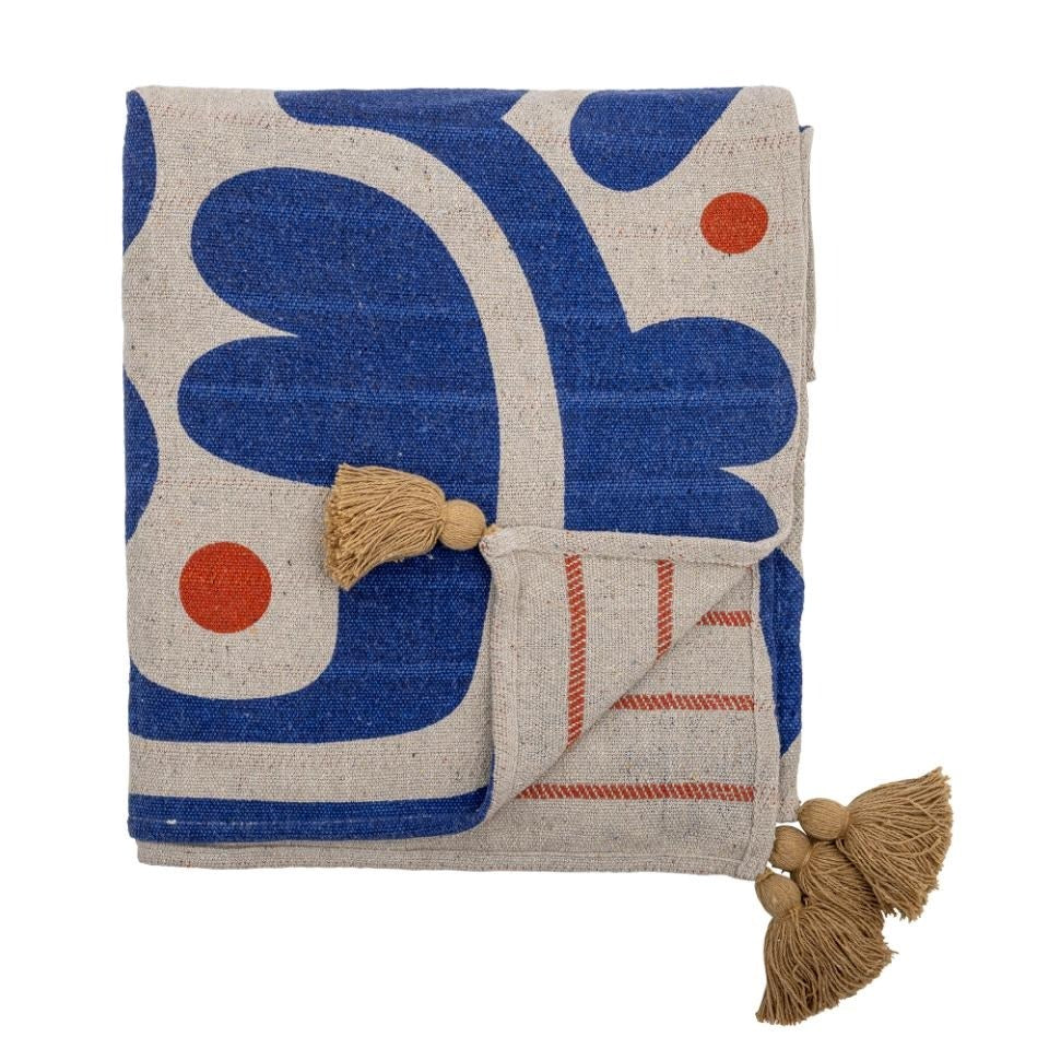 Bloomingville: Eviaya Throw, Blue, Recycled Cotton