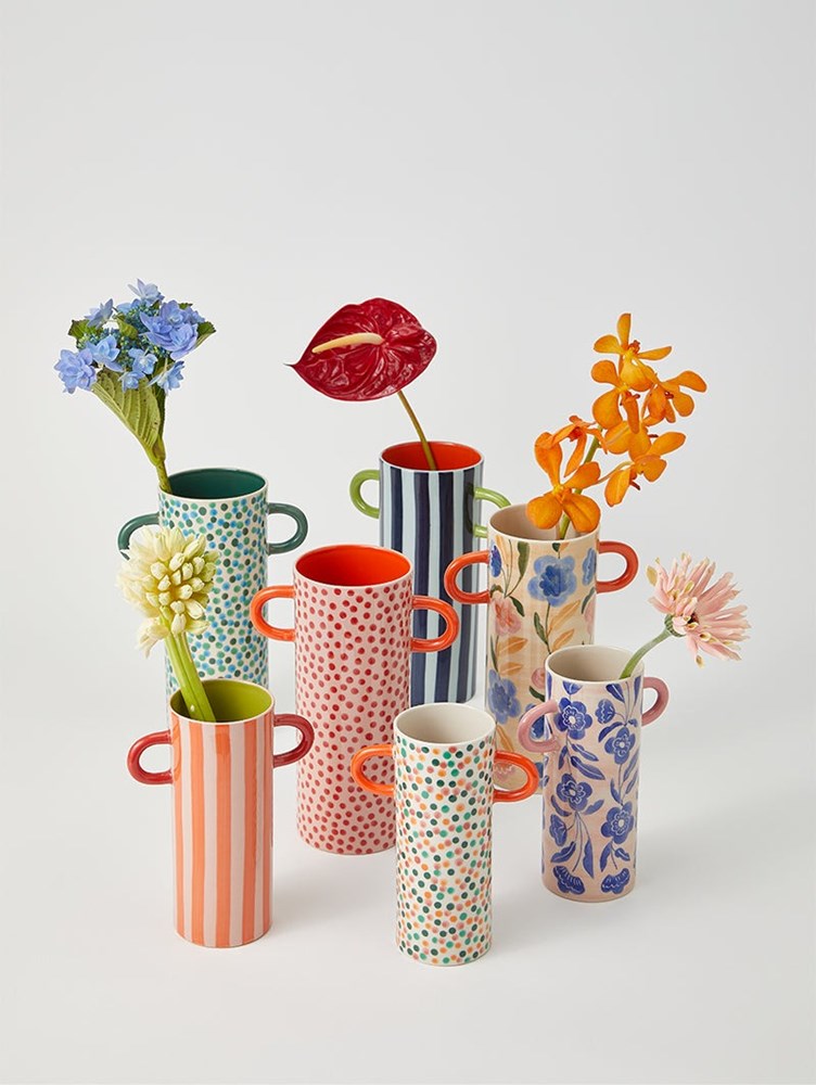 Jones & Co: GRIFFE BLUE STRIPE TALL VASE
