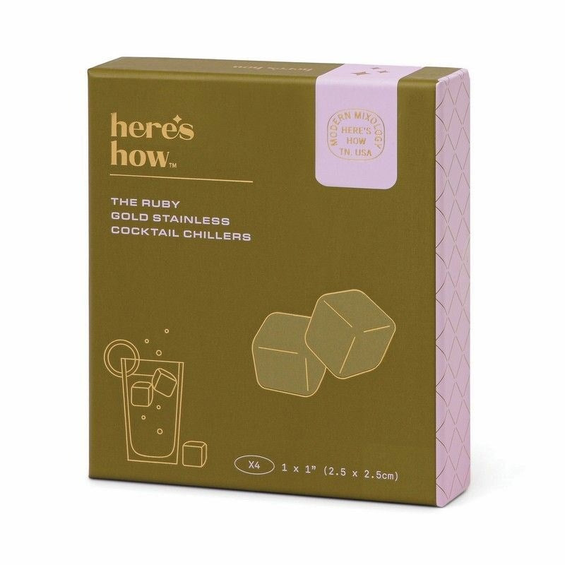 GENTLEMEN'S HARDWARE: The Ruby Cocktail Chillers in Gold - Set of 4
