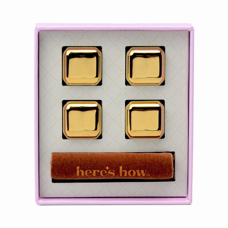 GENTLEMEN'S HARDWARE: The Ruby Cocktail Chillers in Gold - Set of 4