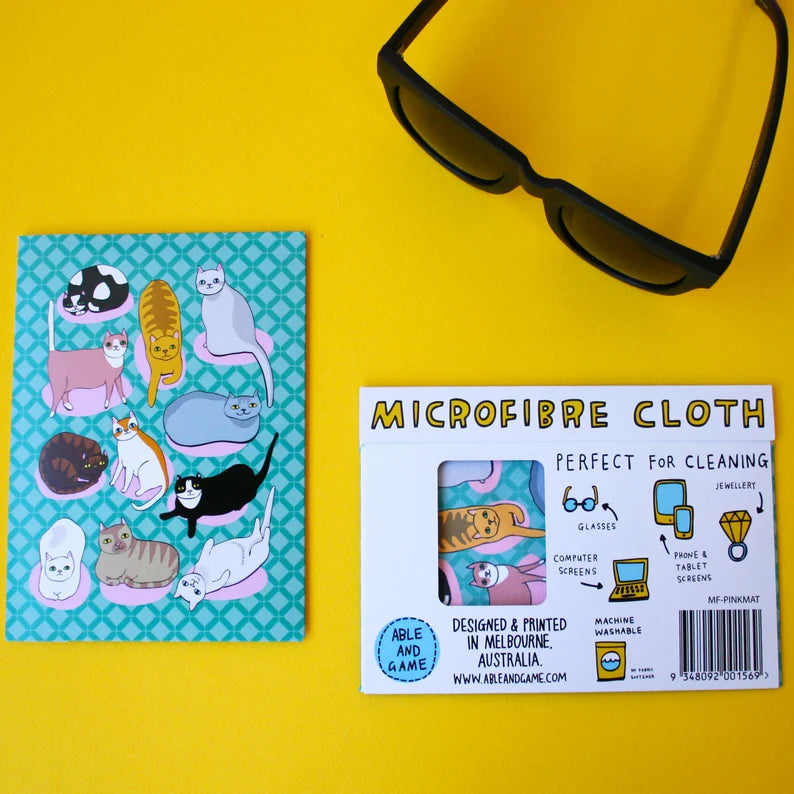 Microfibre Cloth - Pink Mat Cats