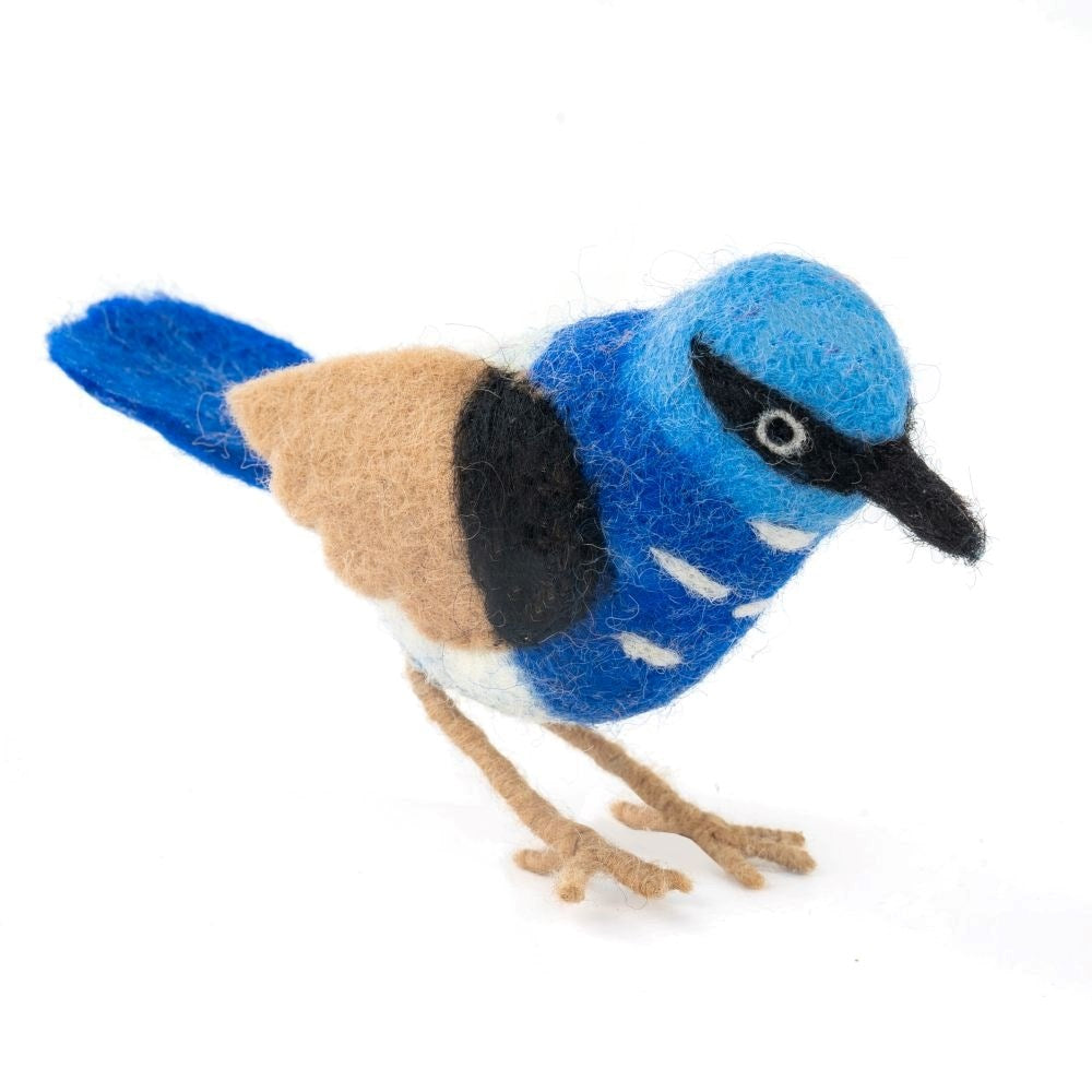 Handmade Felted Blue Wren