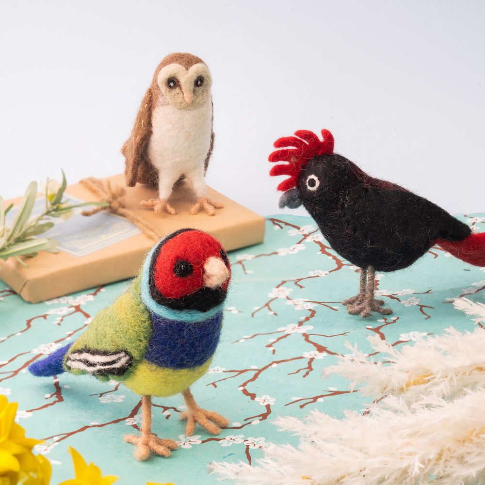 Handmade Felted Black Cockatoo