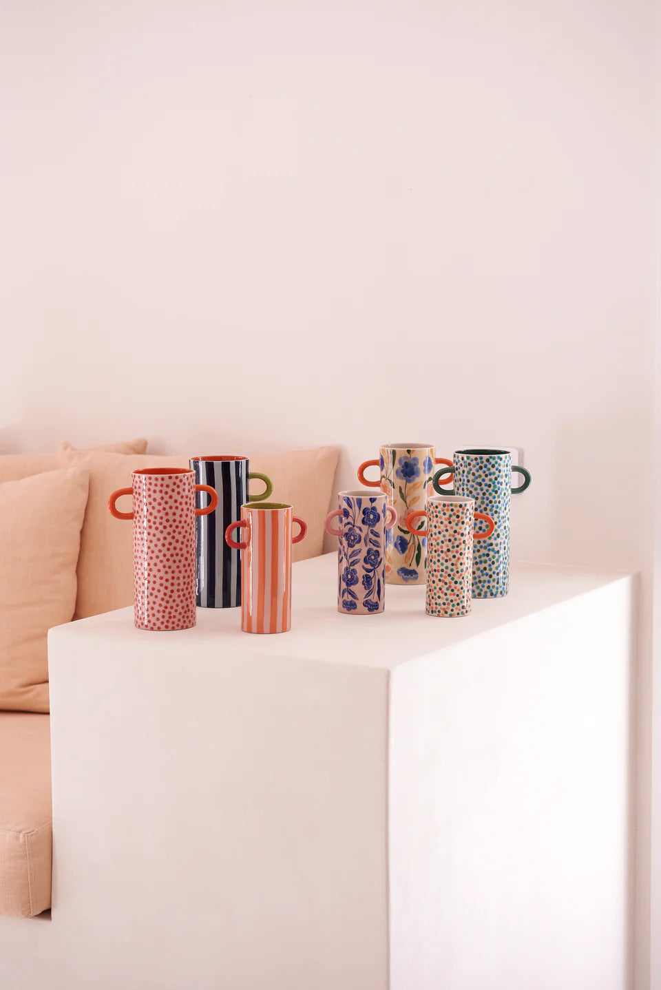 Jones & Co: GRIFFE BLUE STRIPE TALL VASE