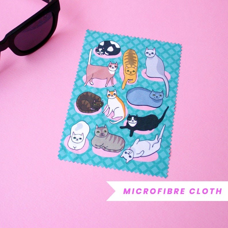 Microfibre Cloth - Pink Mat Cats