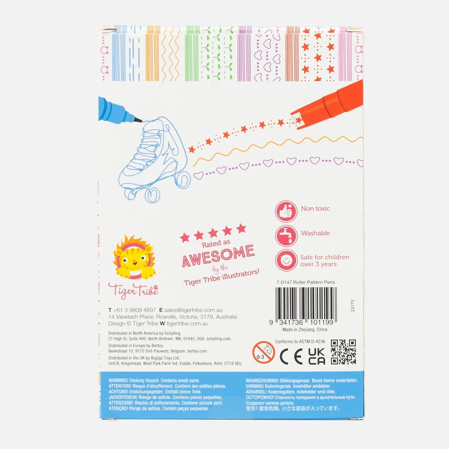 Tiger Tribe Roller Pattern Pens - Set Of 6