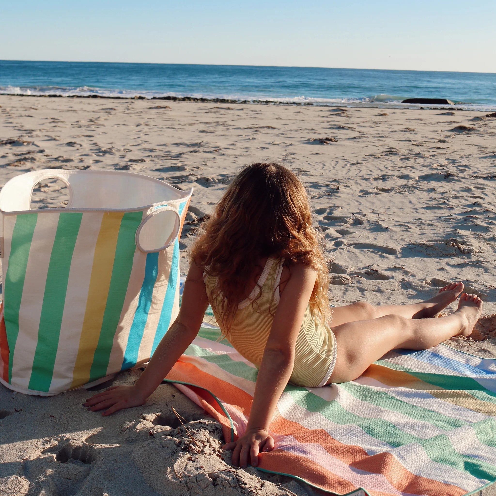 Sunnylife Utopia Multi Stripe Carryall Beach Bag