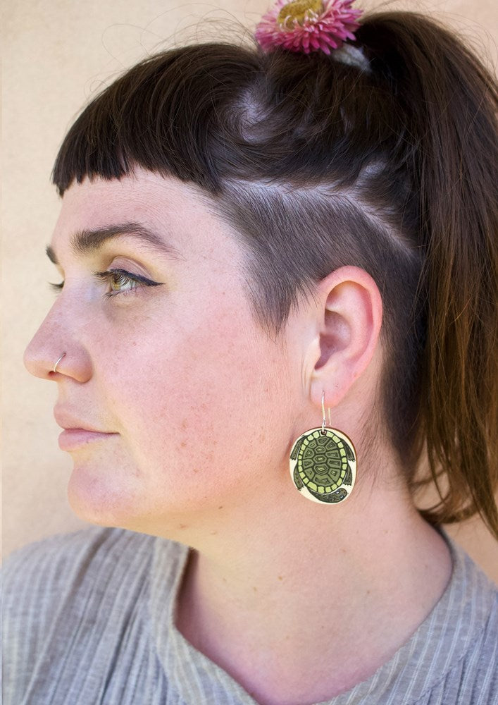 Freshwater Turtle S Wooden earrings