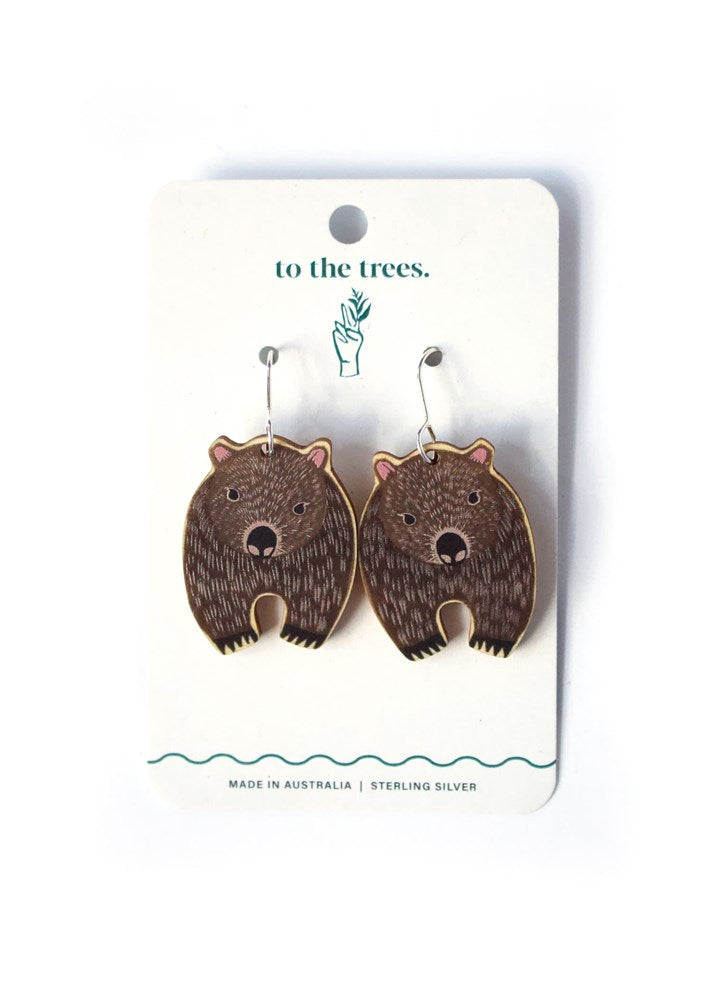 Wombats Small Wooden earrings