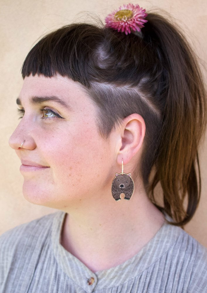Wombats Small Wooden earrings