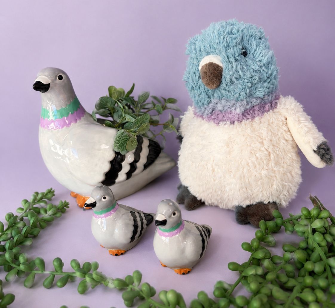Urban Products Curly Pigeon Soft Toy - Grey