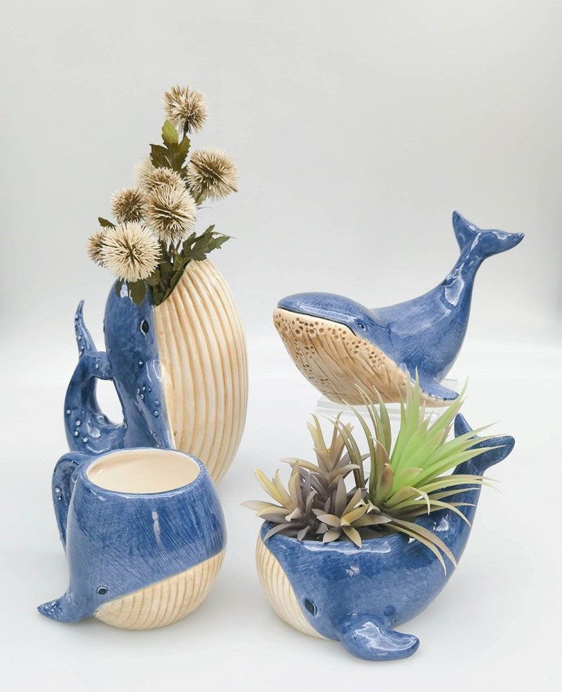Reef Whale Planter Blue