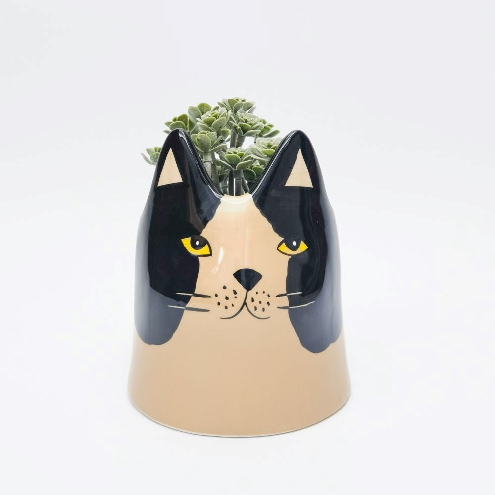 Bailey Cat Planter Black & White