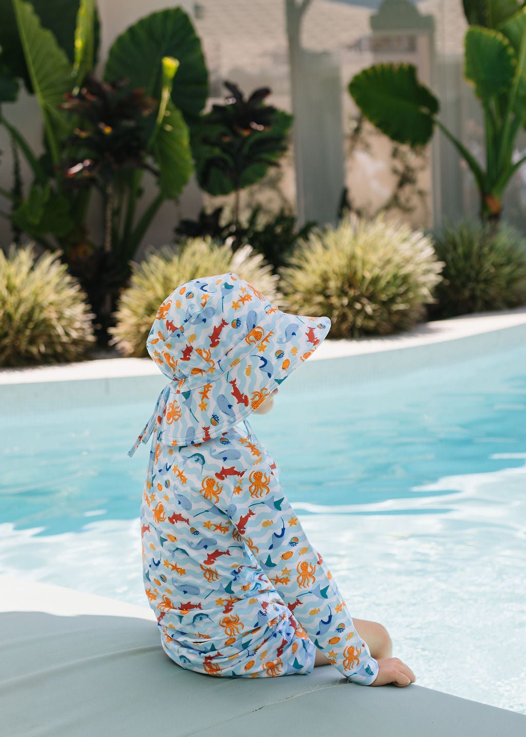Acorn Kids Under The Sea Wide Brim Swim Bucket Hat