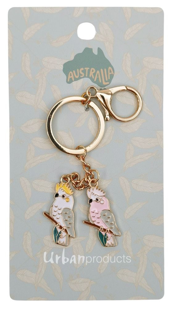 Australiana Birds Keyring White & Pink 1