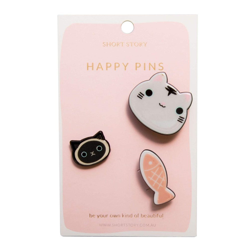 Short Story Enamel Pin - Happy Cat