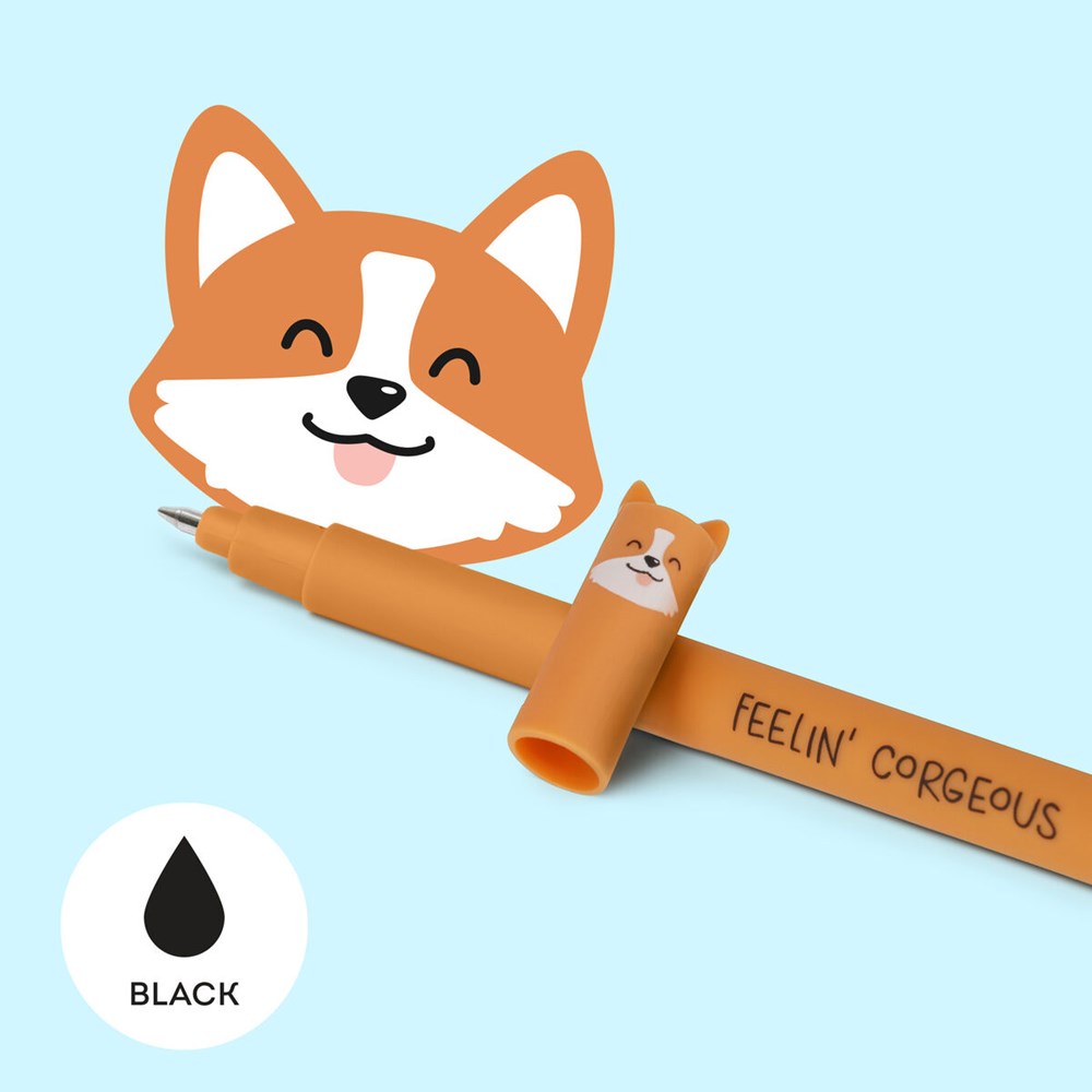 Legami Corgi Erasable Gel Pen - Black Ink