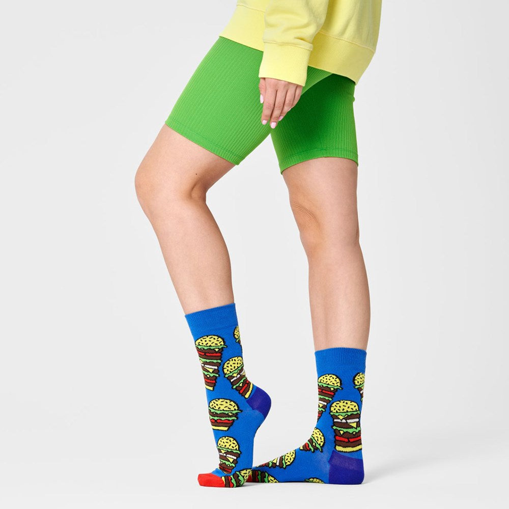 Happy Socks Hamburger Crew Socks - Blue