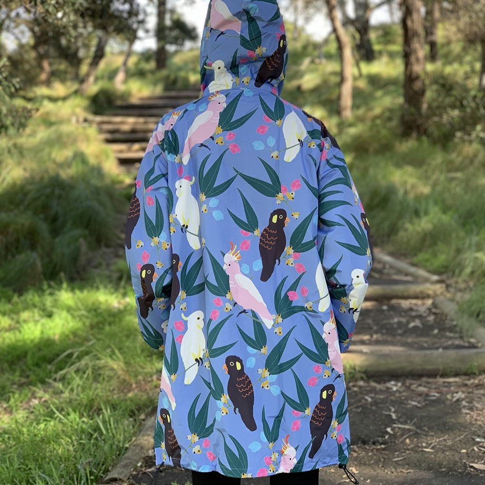 Cockatoos and Flora Long Raincoat