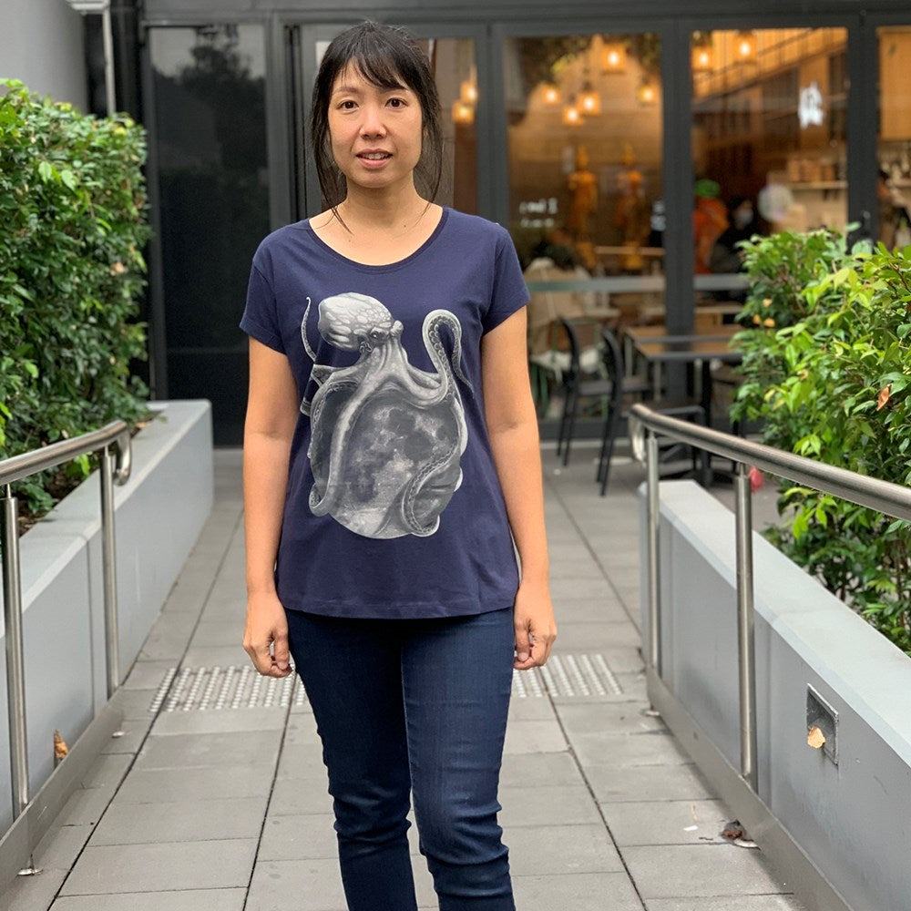 Lunar Octopus Women's Tee - Navy