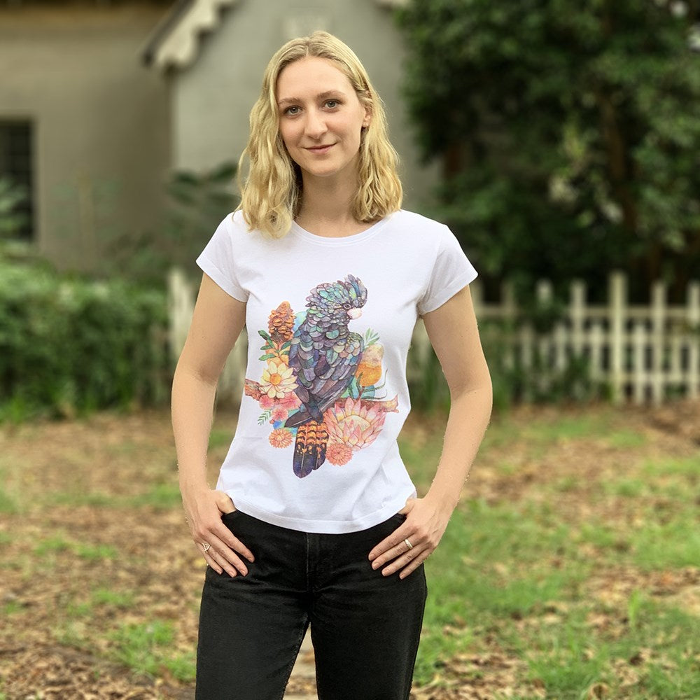 Black Cockatoo White Womens Tee