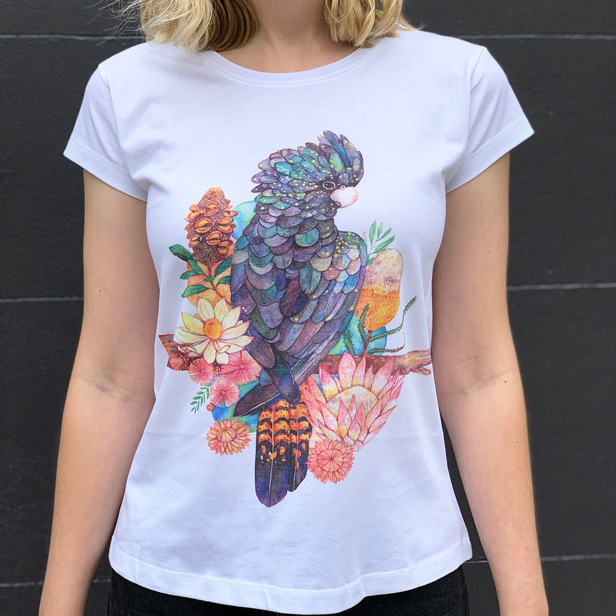 Black Cockatoo White Womens Tee