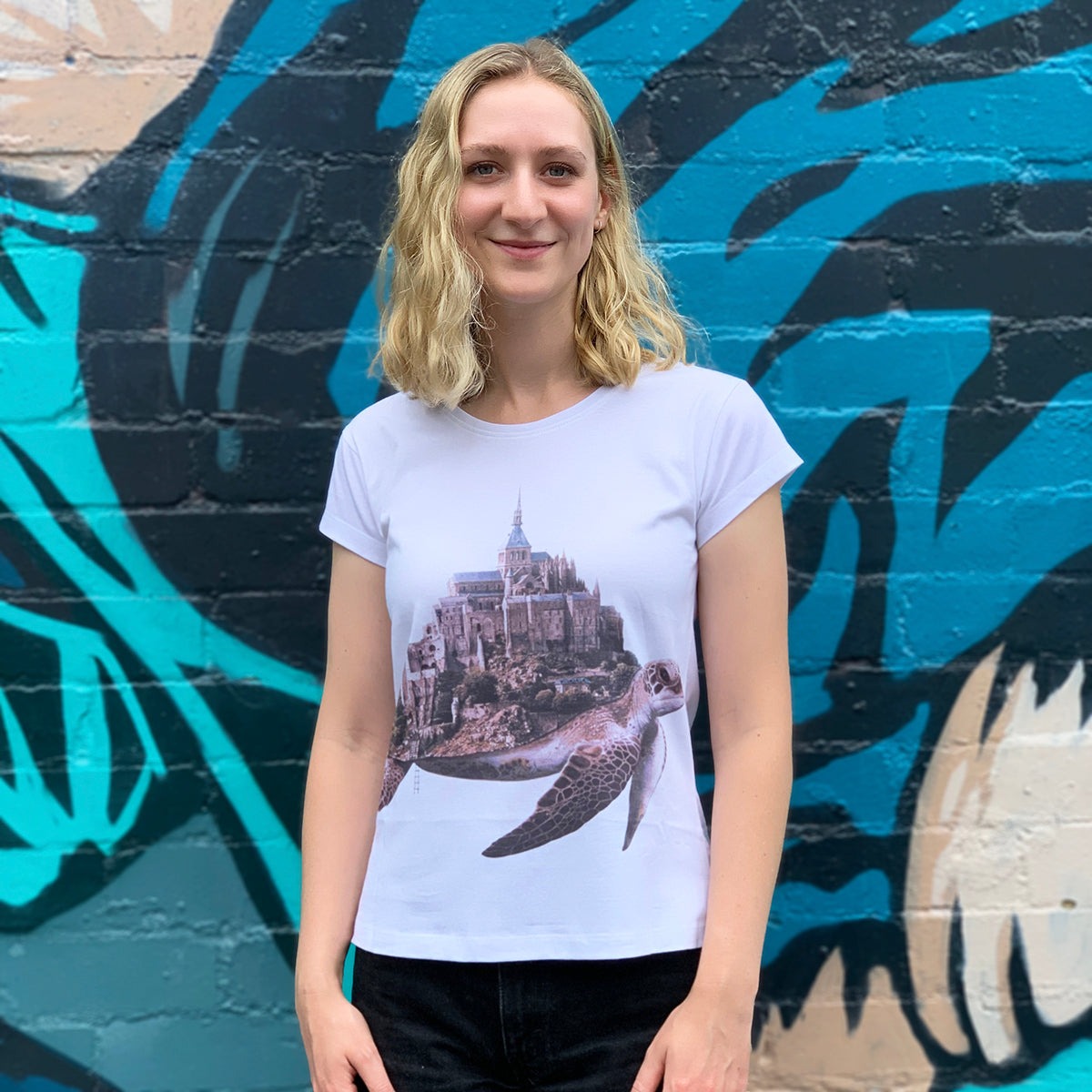 Turtle Town White Womens Tee