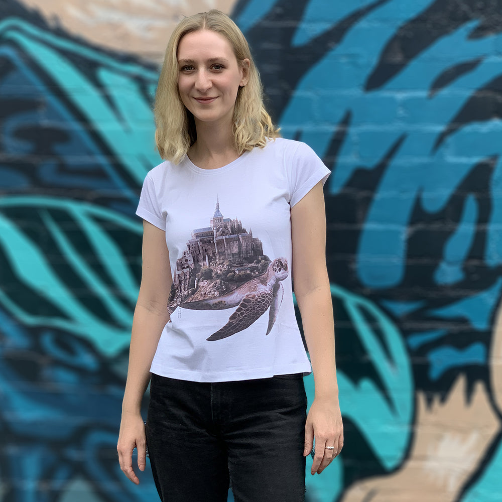 Turtle Town White Womens Tee