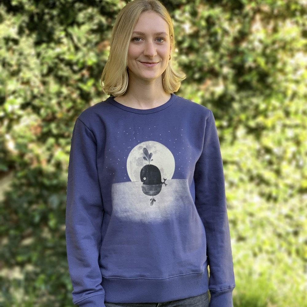 Whale Moon Womens Jumper - Dusky Blue