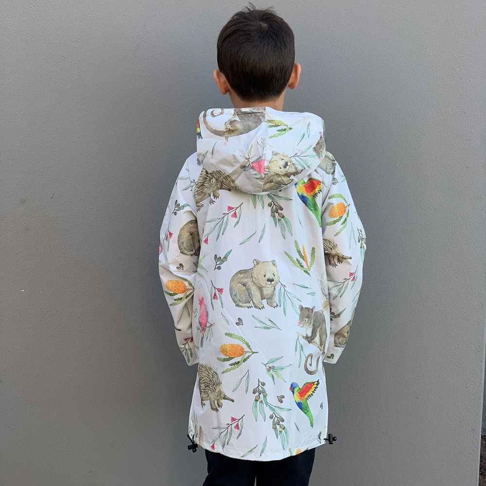 Aussie Animals Kids Raincoat - Watercolour Design