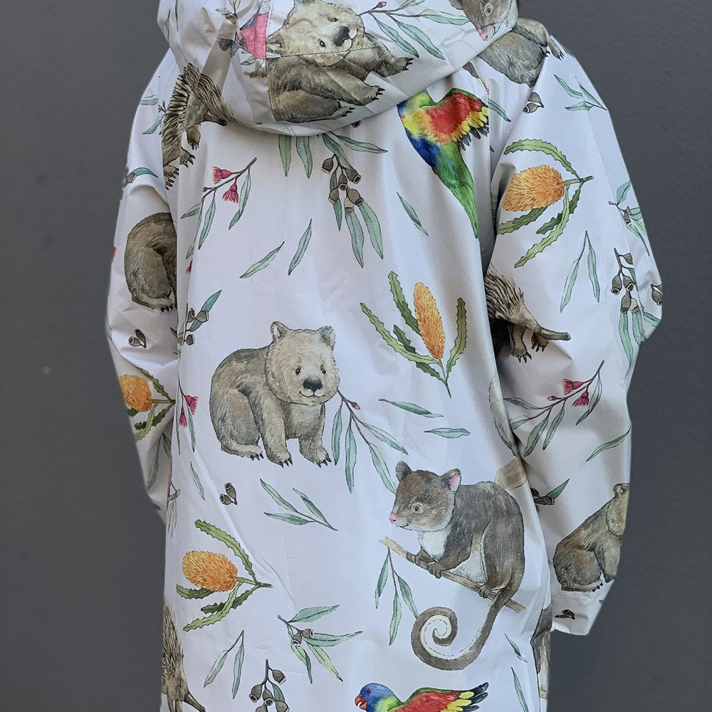Aussie Animals Kids Raincoat - Watercolour Design