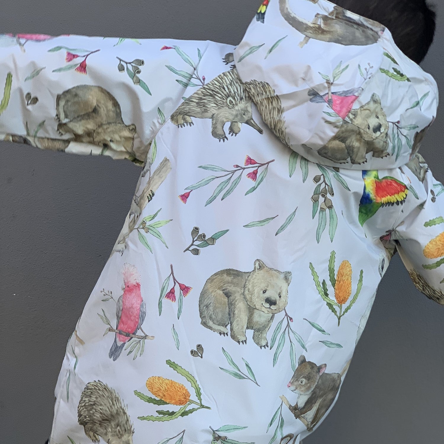 Aussie Animals Kids Raincoat - Watercolour Design