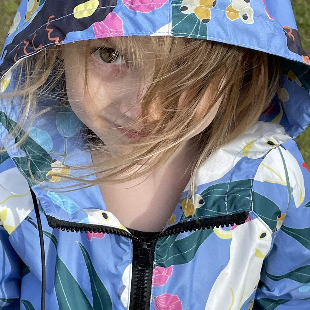 Cockatoos and Flora Kids Raincoat - Blue