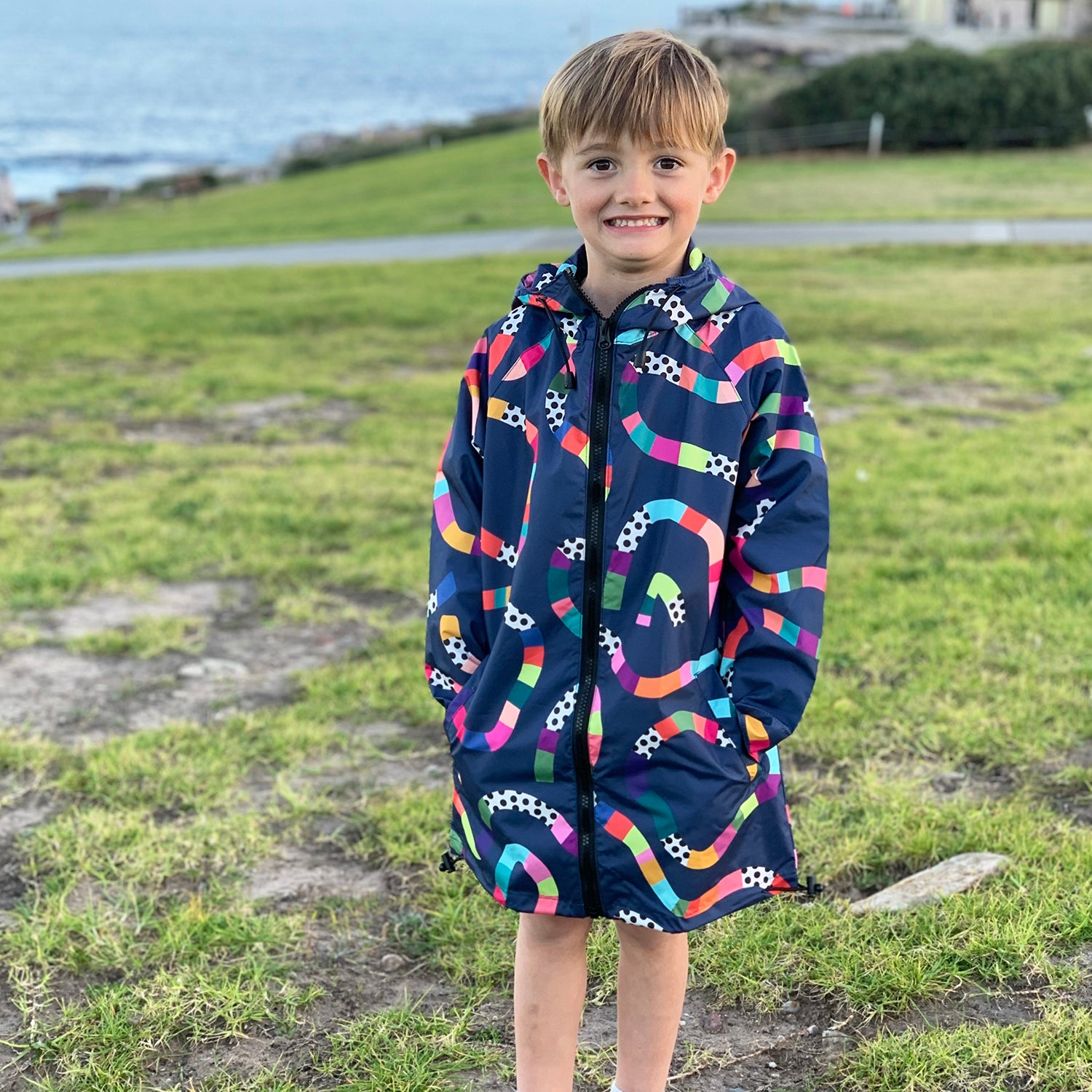 Raincoat: Rainbow Topographic Kids