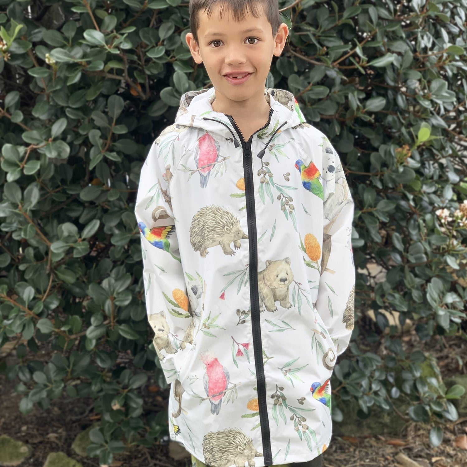 Aussie Animals Kids Raincoat - Watercolour Design