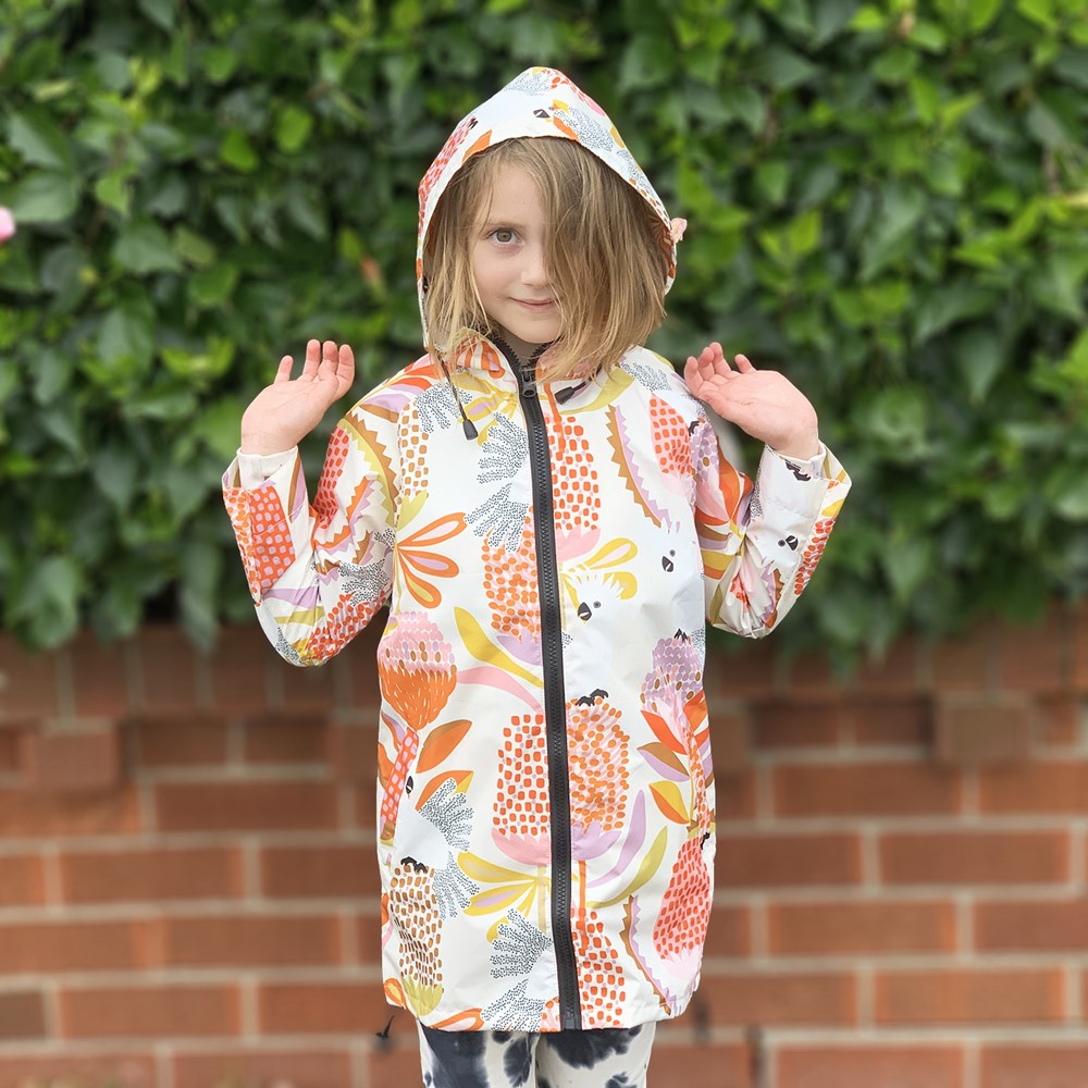 Cockatoos & Banksia Kids Raincoat - Jocelyn Proust