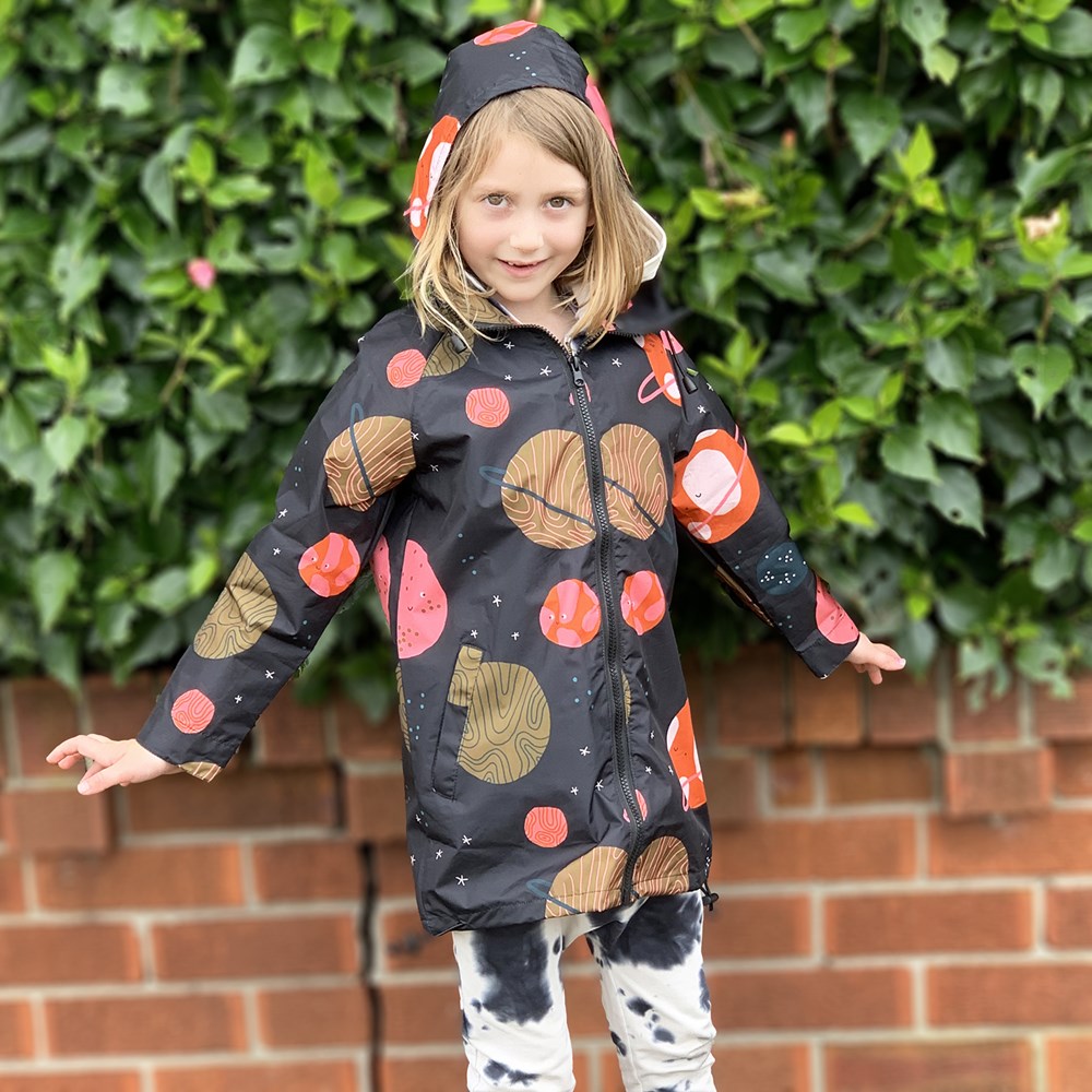 Galaxy Planets Kids Raincoat