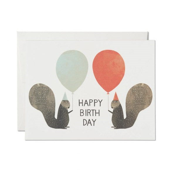 Red Cap: Greeting Card Party Squirrels