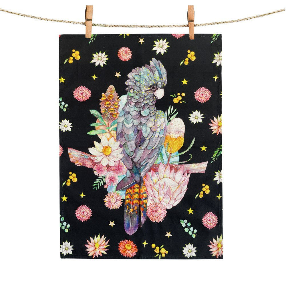 Black Cockatoo Tea Towel