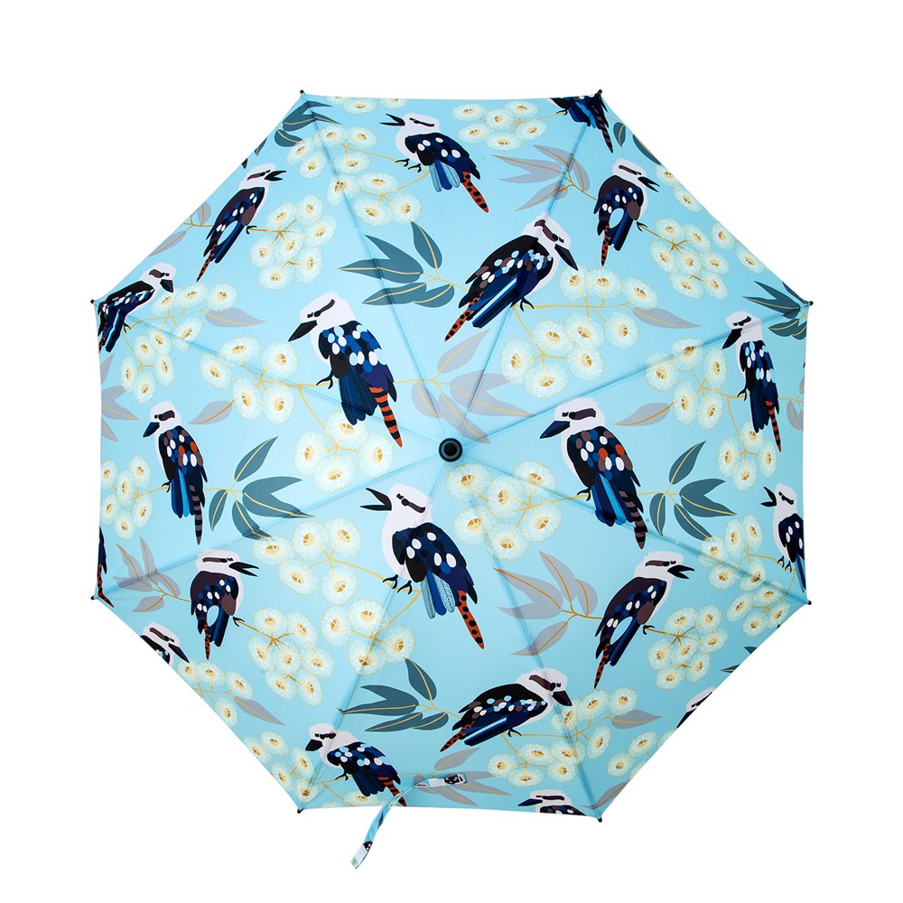 Kookaburras Large Umbrella - Light Blue
