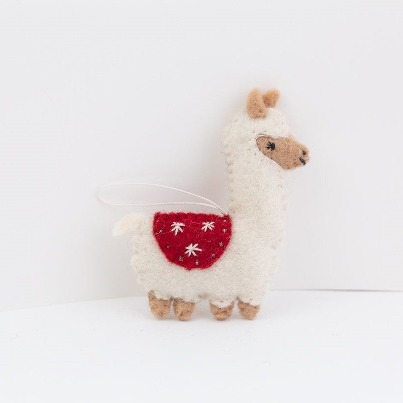 Pashom Llama Christmas Ornament - Red Blanket