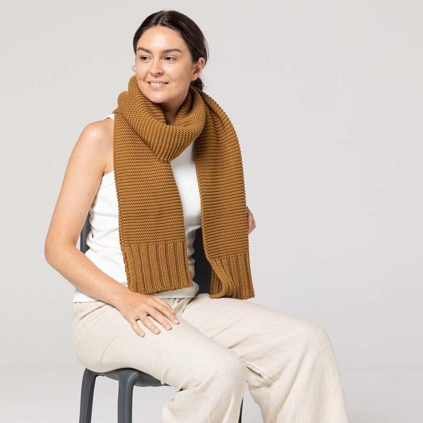 Indus Design: Scarf Ribbed Hem Knit Spice