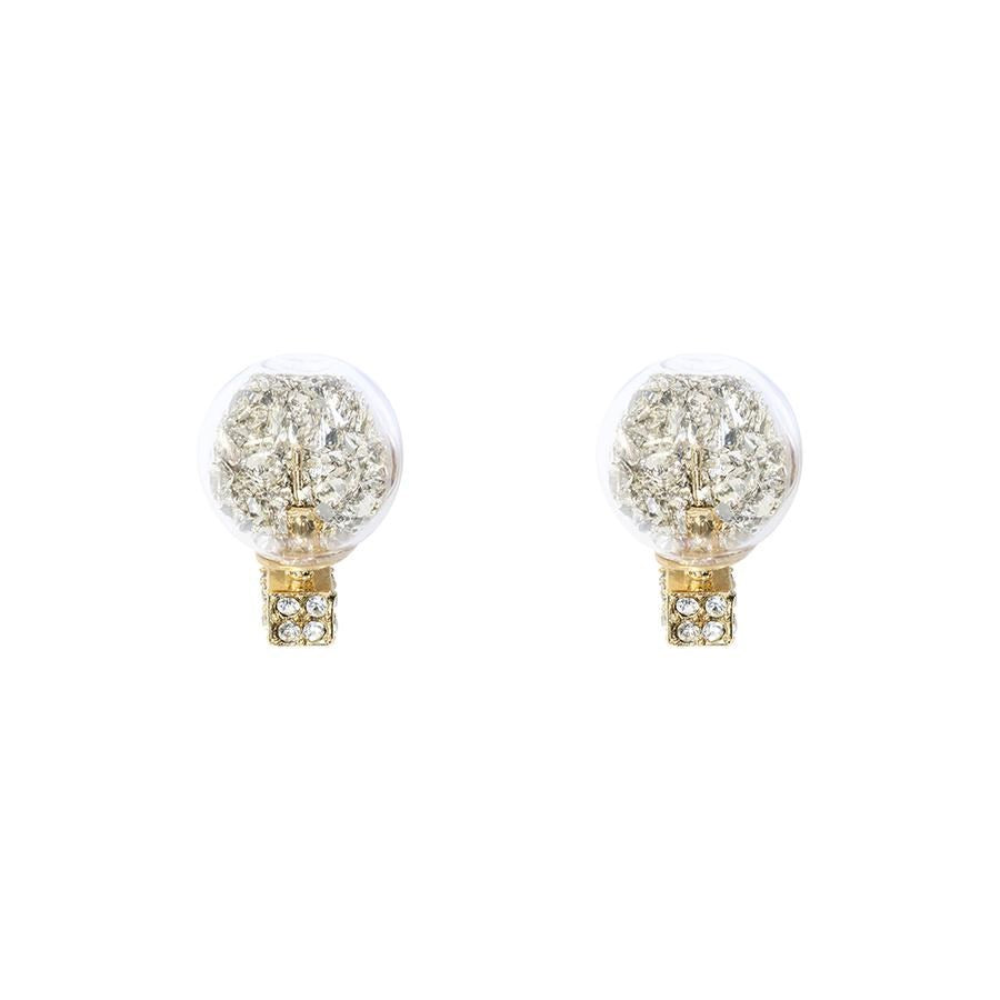 Short Story Bubble Confetti Earrings - Silver