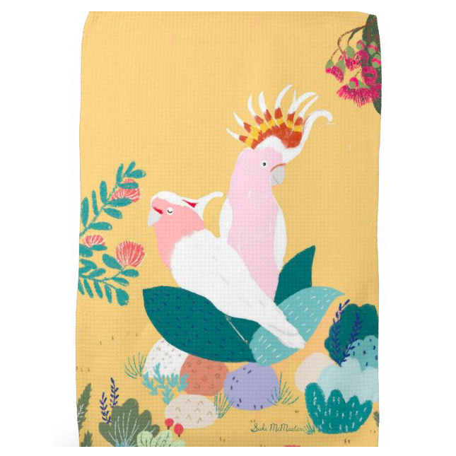 Suki McMaster: Tea Towel Major Mitchell Cockatoo