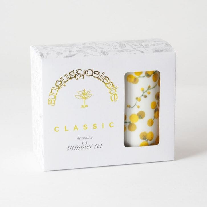Angus & Celeste: Ceramic Tumblers Two Set Wattle Blossom