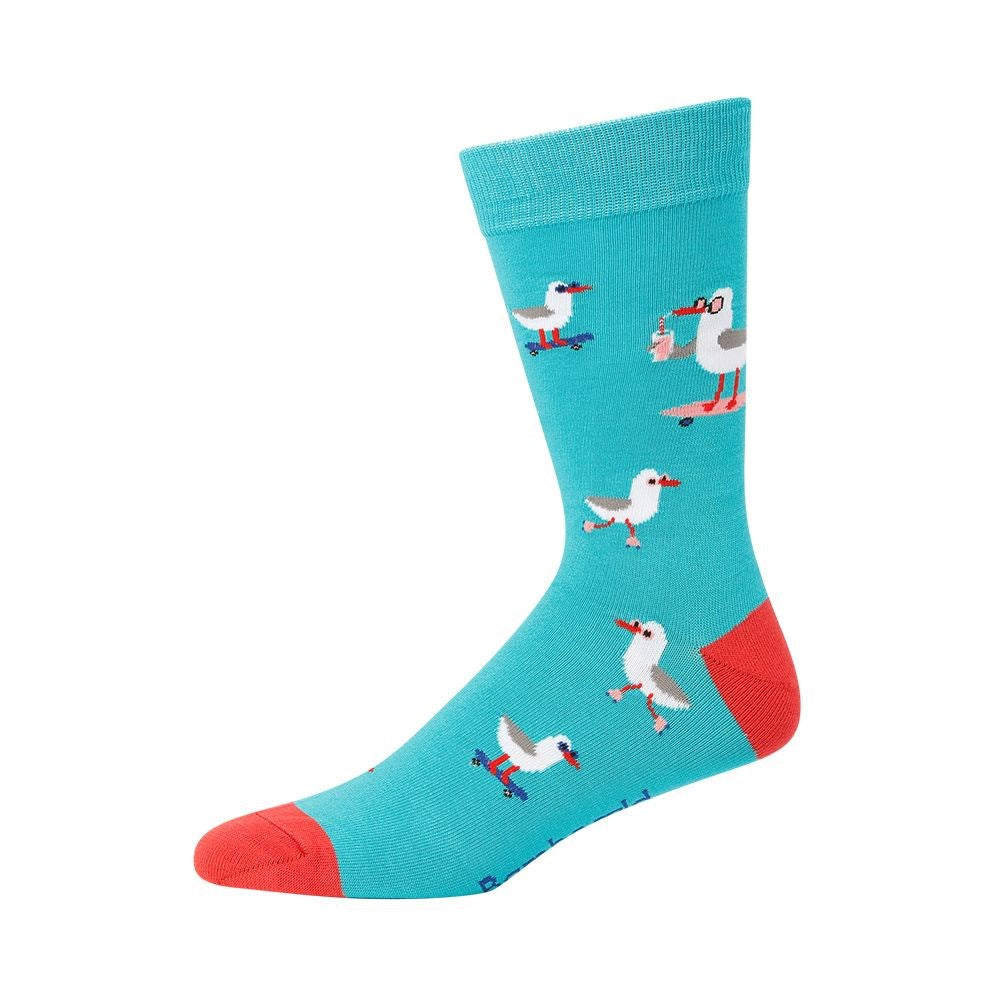 Bamboozld: Mens Seaside Seagull Teal Bamboo Sock