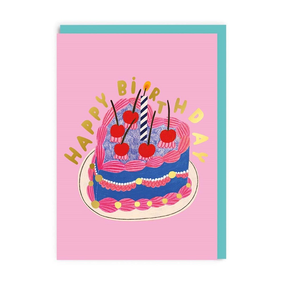 Ohh Deer Greeting Card - Gold Foil Heart Cake